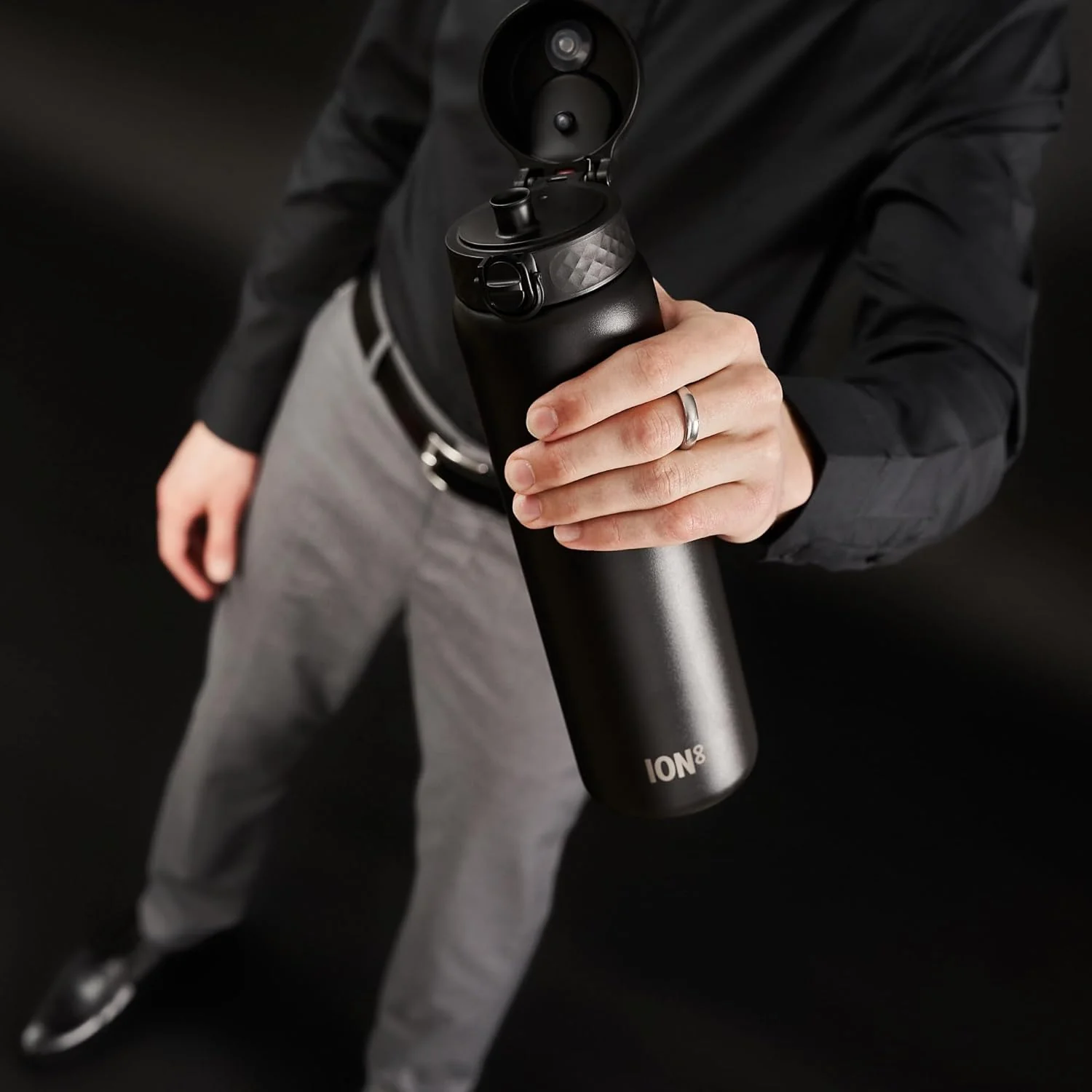 Quench 1 Litre Stainless Steel Water Bottle 1200 ml/40 oz Black - Image 3